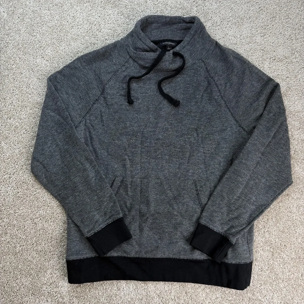 Banana Republic Sweater Mens Large Gray Cotton Polyester Mock Neck Pullover